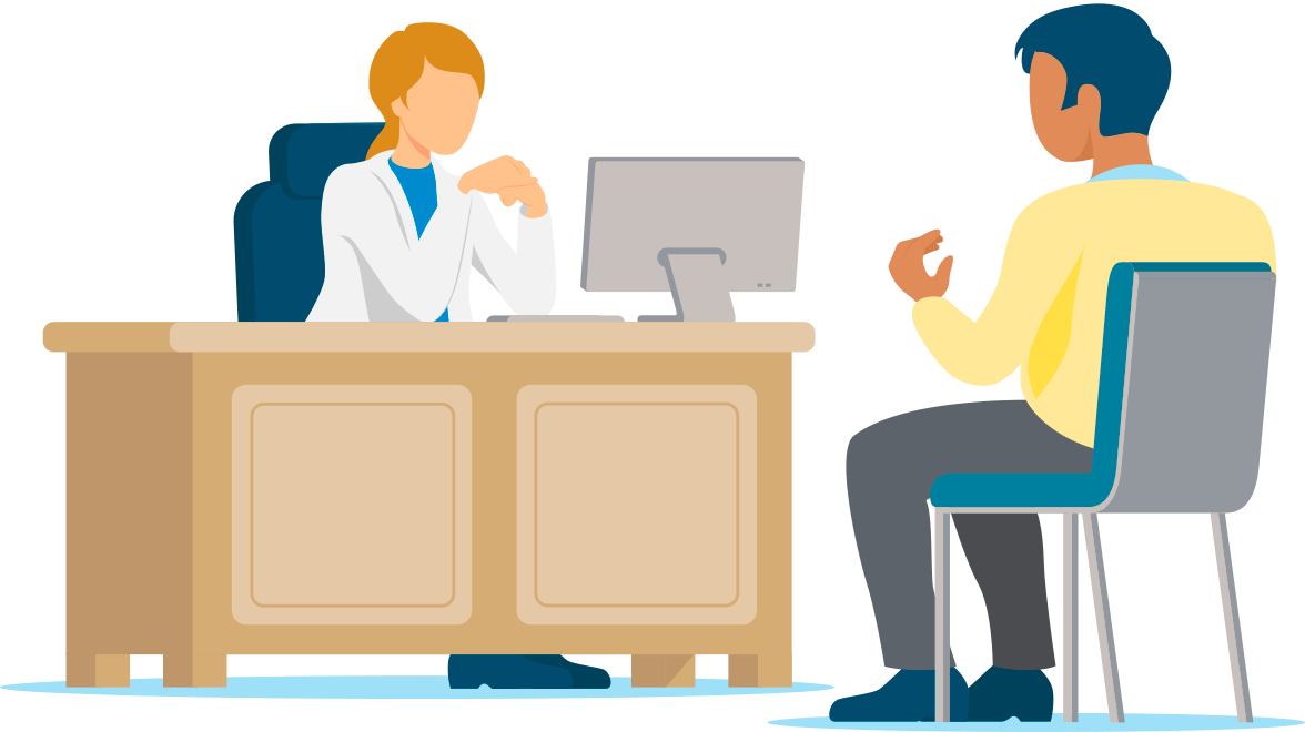 illustration of patient talking to their doctor