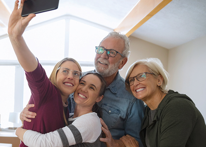 family taking a selfie