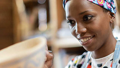 Woman working in storeroom