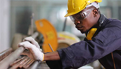 Blue Colar man working hard
