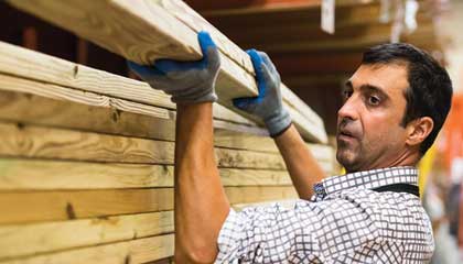 Man working with 2x4s